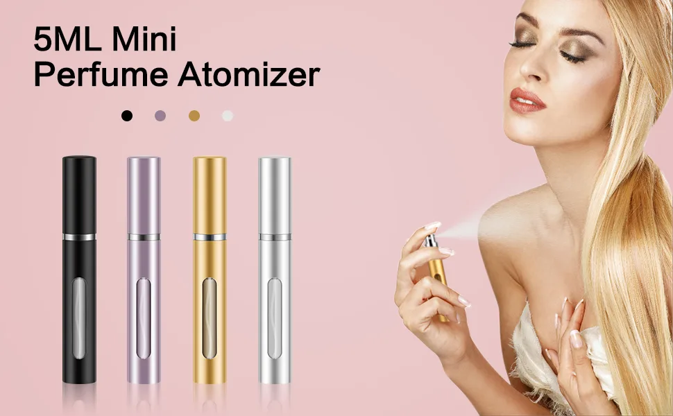 Saiveina 5ml Mini Perfume Atomizer Bottles Refillable Perfume Spray Bottle Empty Cologne Sprayer for Travel and Outgoing(4 Pack) - 5ml mini perfume atomizer