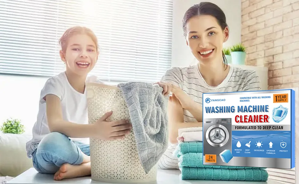 Washing Machine Cleaner Descaler 24 Pack Deep Cleaning Tablets For Front Loader & Top Load Washer Clean Inside Drum And Laundry Tub Seal 12 Month Supply - washing machine cleaner