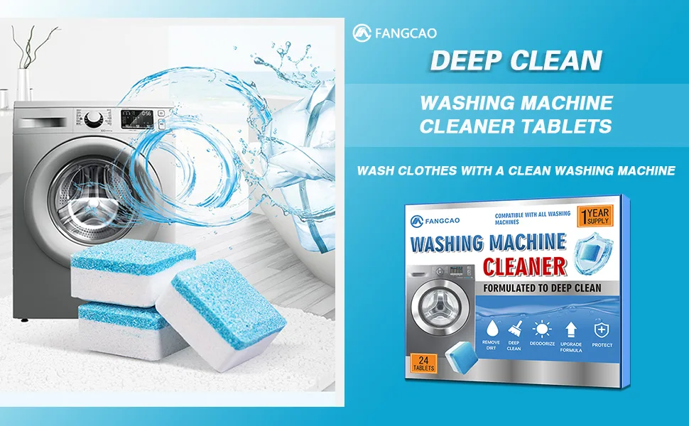 Washing Machine Cleaner Descaler 24 Pack Deep Cleaning Tablets For Front Loader & Top Load Washer Clean Inside Drum And Laundry Tub Seal 12 Month Supply - washing machine cleaner tablets