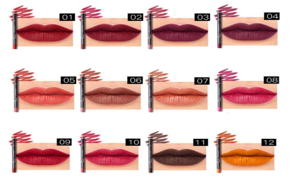 12 Pcs Set Lip Liner Pencil Lot Waterproof Long Lasting Matte Lipstick Lip Pen Makeup Lipstick Pencil Beauty Lips Kit - LIP LINER