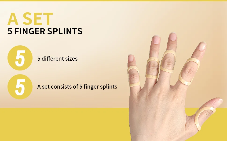 YMPEKA 5pcs Oval Finger Splint Finger Support Trigger Finger Splint Finger Straightener Brace for Thumb Middle Pinky or Ring Finger (6 8 10 12 13 Sizes) - thumb splint
