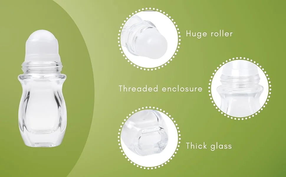 2 Pack Deodorant Glass Rollers - Empty Rollerball Bottles Roll on Bottles for Oils Sunscreen Roller Applicator Essential Oil Roller Bottles Refillable Roller Ball Applicator (30 ML) - il roller roller bottles roll on perfume rollerball empty essential oil bottles empty