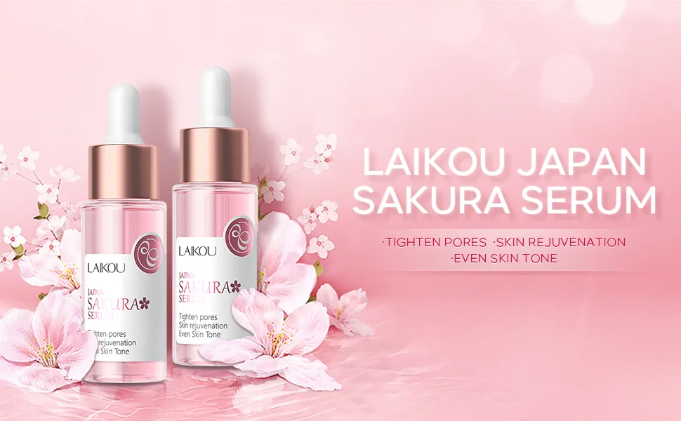 JAPAN SAKURA Serum Cherry Blossoms Facial Essence Hydrating Reducing Dark Spots Fine Lines 30ml x 2pcs 30mlx2 - face serum