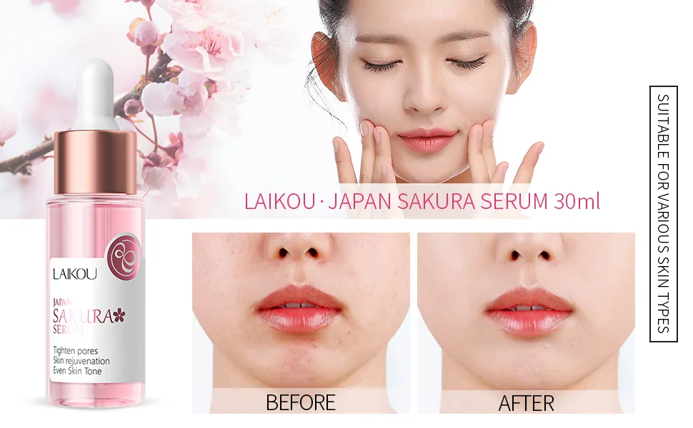 JAPAN SAKURA Serum Cherry Blossoms Facial Essence Hydrating Reducing Dark Spots Fine Lines 30ml x 2pcs 30mlx2 - serum