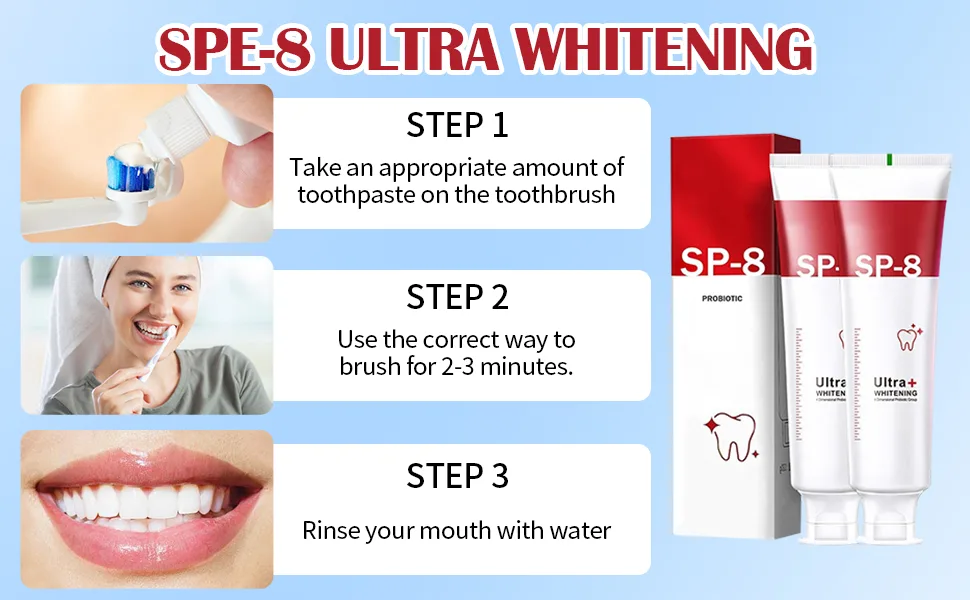 Sp-8 Ultra Whitening Toothpaste Upgrade - 2PCS Sp8 Probiotic Brightening Toothpaste Fresh Breath Toothpaste Brightening & Stain Removing Toothpaste240g - Upgrade - 2PCS Sp8 Probiotic Brightening Toothpaste