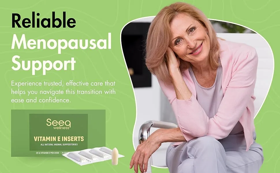 Vitamin E Suppositories - Vaginal Dryness and Iritation Relief - Menopause Support - All Natural Feminine Care - 35 IU - 24 Count - Menopause Support