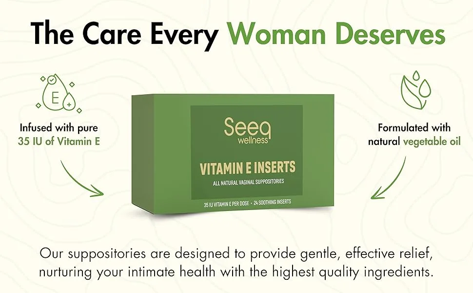 Vitamin E Suppositories - Vaginal Dryness and Iritation Relief - Menopause Support - All Natural Feminine Care - 35 IU - 24 Count - Suppositories