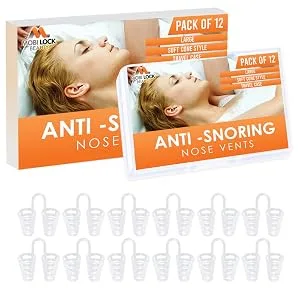 Snoring Solutions - A Simple Solution for Nasal Snorers - by Mobi Lock (Pack of 12 - Large - Soft Cone Silicone) - snoring solution anti snoring