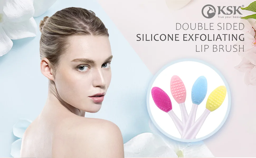Lip Scrub Tool Silicone Lip Brush Exfoliating Double-Sided Lip Scrubber Tool for a Smoother and Fuller Appearance,Cleaner (4 Colors,4 PCS) - Lip Brush Exfoliating