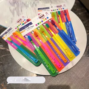 Toothbrush Compact Head Design Family Pack Soft with Tilted Head Octagonal Handle for Adults Pregnant Women Elders Plastic Colorful 10PCS - 3112230010311-3