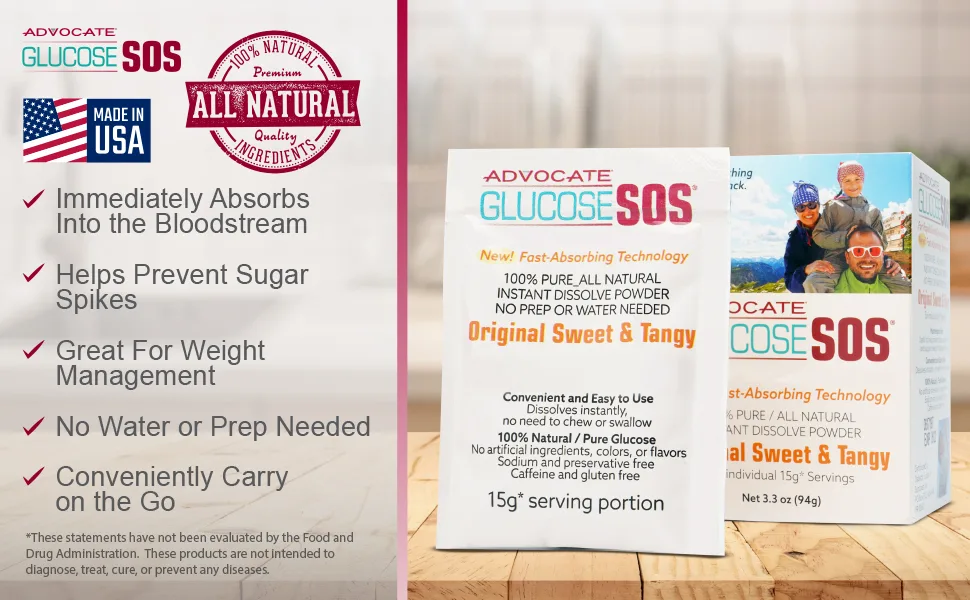 Glucose SOS Glucose Powder - Natural Dextrose Powder Packets - Fast-Absorption - Instantly Dissolves - No Water Needed - Berry Medley - 6 Packets 6 Servings (Pack of 6) Berry Medley - Glucose SOS