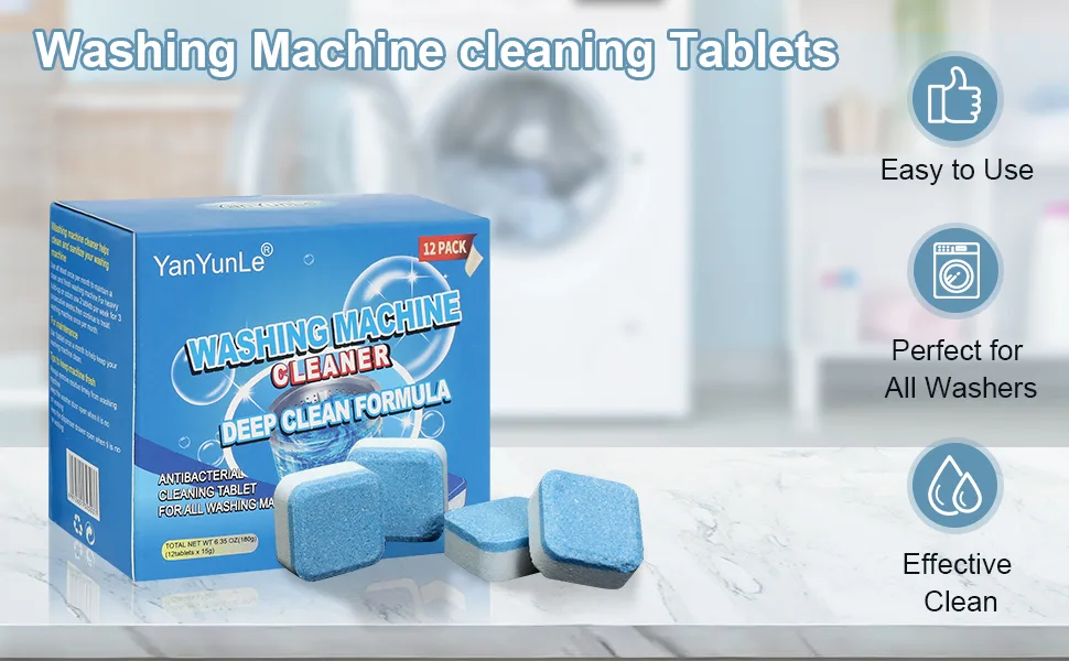 Washing Machine Cleaner Deodorizer & Descaler 24-Pack- Deep Cleaning Tablets for HE Front Loader & Top Load Washer Septic Safe Eco-Friendly - product information 1