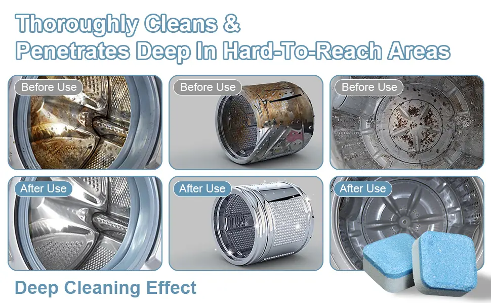 Washing Machine Cleaner Deodorizer & Descaler 24-Pack- Deep Cleaning Tablets for HE Front Loader & Top Load Washer Septic Safe Eco-Friendly - product information 2