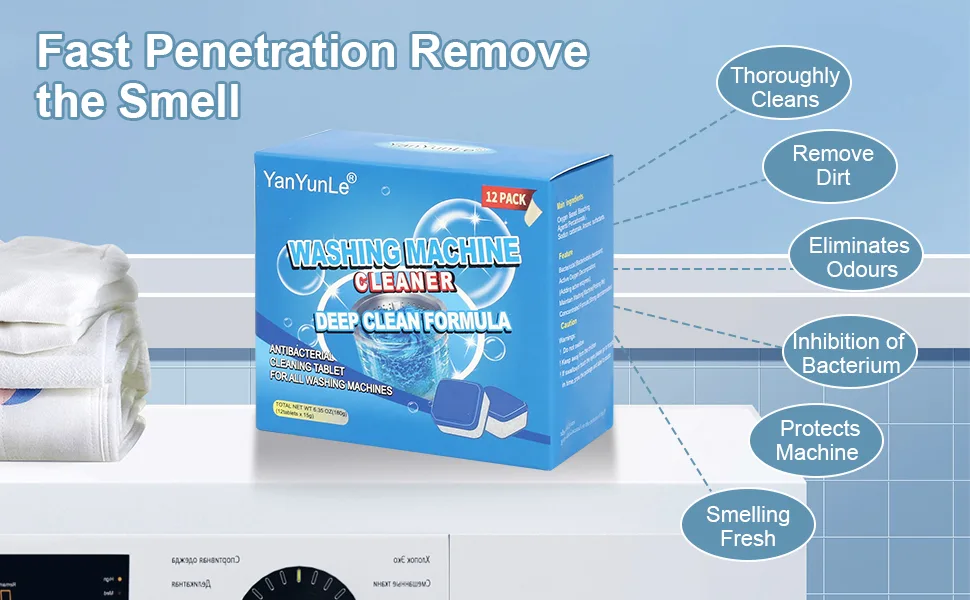Washing Machine Cleaner Deodorizer & Descaler 24-Pack- Deep Cleaning Tablets for HE Front Loader & Top Load Washer Septic Safe Eco-Friendly - product information 3