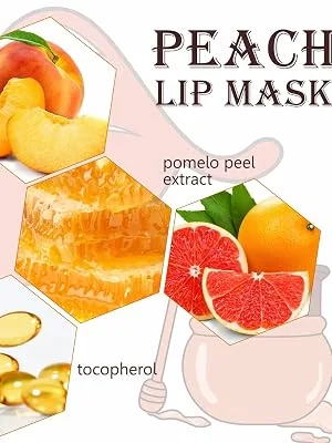 Lip Mask, Peach Moisture Lip Sleeping Mask Lip Scrub Exfoliator with Double Effect Moisturizer Repairs Dry Lips Treatment Lip Scrubs - Sleeping Lip Mask lip moisturizer products