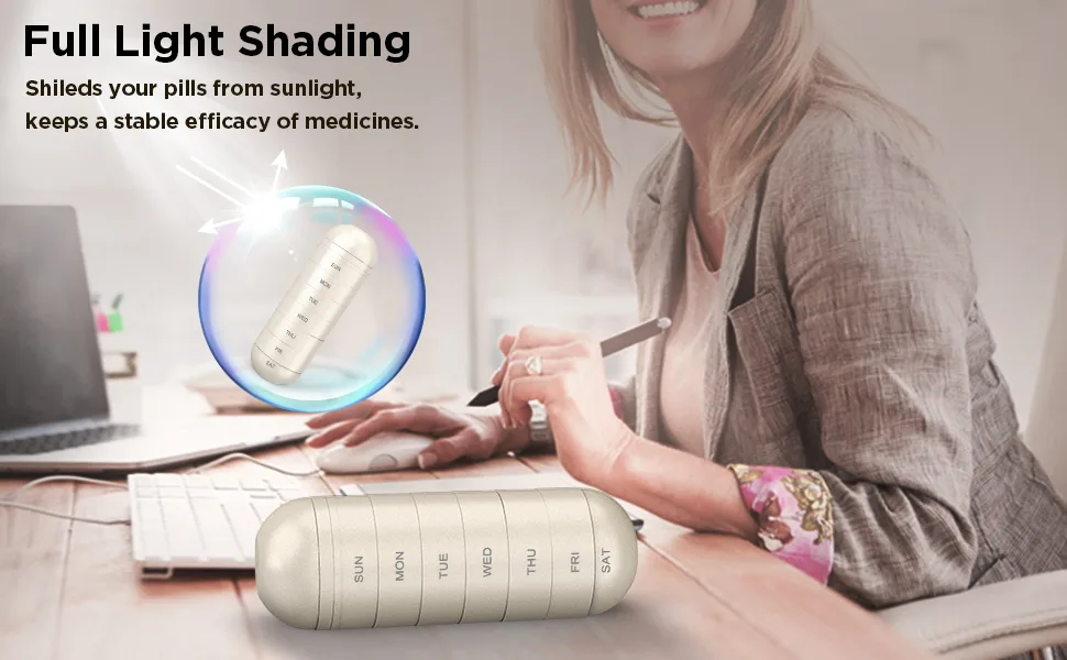 Large Compartment Weekly Pill Organizer Daily Pill Cases Mini Portable Pills Box 7 Day Travel Elderly Care Pills Organizer Capsule Shape Medicine Case - product information 2