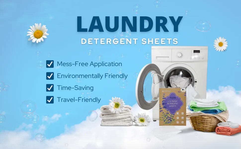 Tozzie Laundry Detergent Sheets I Plant-Based Easy-to-Use Quick Dissolving Lavender Scented 60 Loads (Total 30 Sheets) (Pack of 30) - Easy-to-Use, Quick Dissolving, Lavender Scented