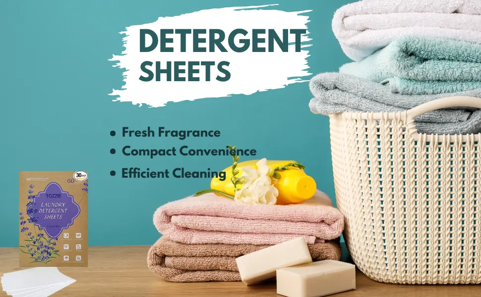 Tozzie Laundry Detergent Sheets I Plant-Based Easy-to-Use Quick Dissolving Lavender Scented 60 Loads (Total 30 Sheets) (Pack of 30) - Easy-to-Use, Quick Dissolving, Lavender Scented