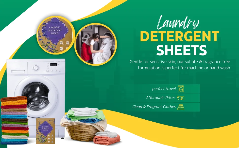 Tozzie Laundry Detergent Sheets I Plant-Based Easy-to-Use Quick Dissolving Lavender Scented 60 Loads (Total 30 Sheets) (Pack of 30) - Laundry Detergent Sheets