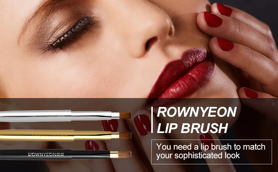 Lip Brush, Retractable Lip Brush with Cap Portable Applicators for Lipstick Lip Gloss Professional Natural Synthetic Bristles Makeup Brush Tool (Silver) Silver-1 - ROWNYEON LIP BRUSH