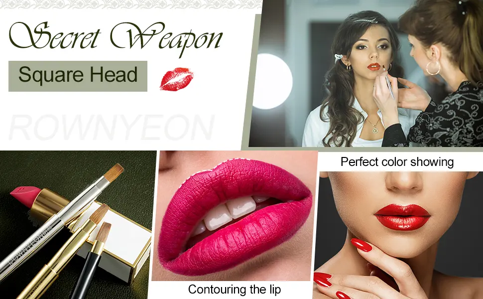 Lip Brush, Retractable Lip Brush with Cap Portable Applicators for Lipstick Lip Gloss Professional Natural Synthetic Bristles Makeup Brush Tool (Silver) Silver-1 - Square Head