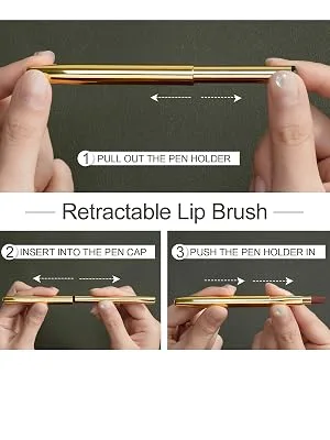 Lip Brush, Retractable Lip Brush with Cap Portable Applicators for Lipstick Lip Gloss Professional Natural Synthetic Bristles Makeup Brush Tool (Silver) Silver-1 - USING NOTICE