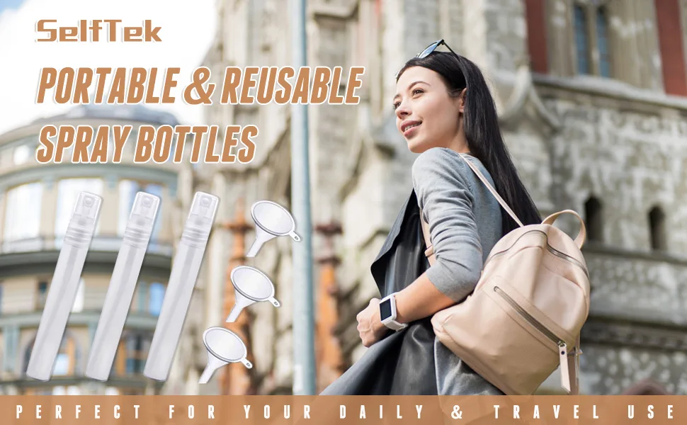 SelfTek 15 Pack Spritzer Bottle 10ml Mini Portable Mist Empty Spray Bottle Perfume Travel Refillable Spray Bottles with 15 Funnels - product information 1