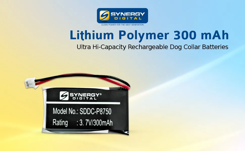 Synergy Digital Dog Collar Batteries Compatible with Educator ET-300Transmitter Dog Collar (Li-Pol 3.7V 300mAh) Pack Includes: 2 x SDDC-P8750 Batteries - product information 2