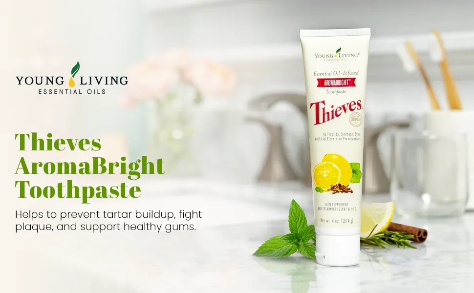 Thieves AromaBright Toothpaste by Young Living 4 Ounces 4 Ounce (Pack of 1) - AromaBright Toothpaste