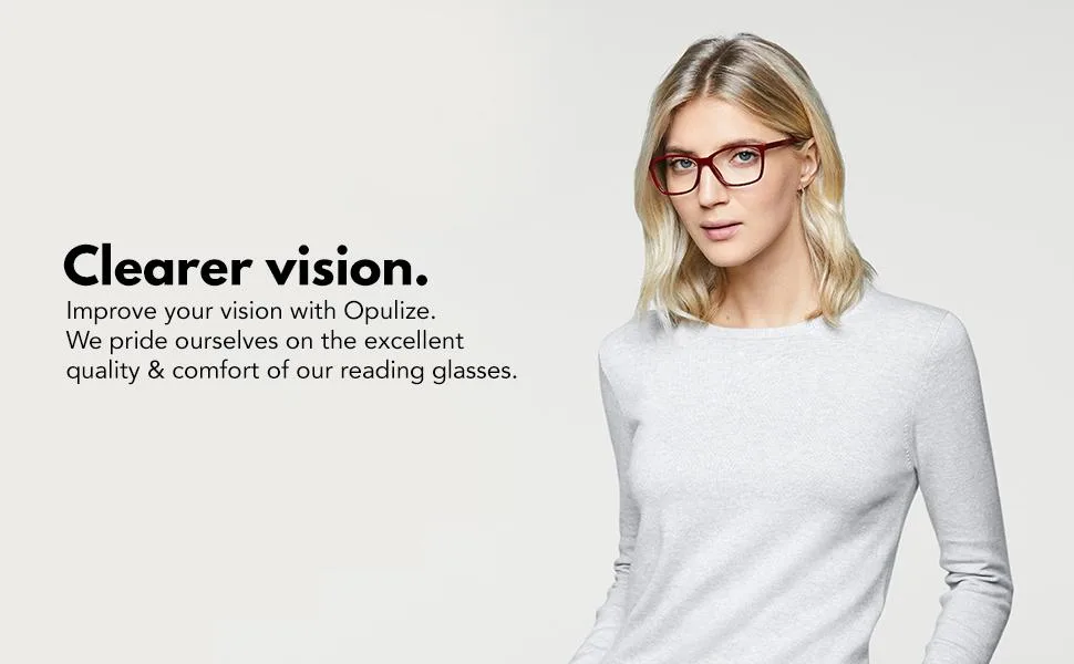 OPULIZE Ink Reading Glasses 4 Pack Large Rectangular Frame Transparent Grey Dark Red Spring Hinges Scratch Resistant Mens Womens RRRR4-77ZZ +2.00 - Clearer Vision