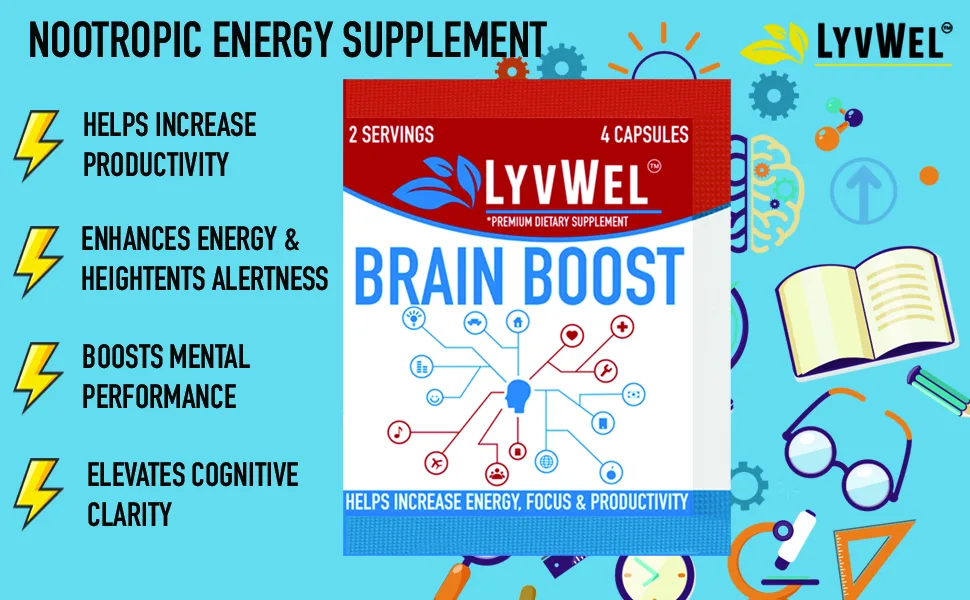 Brain Boost Capsules - Advanced Cognitive Enhancer for Razor-Sharp Focus Sustained Energy & Mental Clarity - 5-Pack (10 Servings) - Brain Boost Nootropic