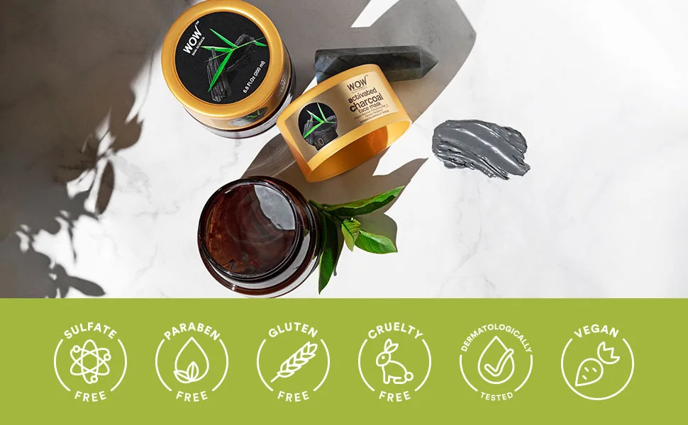 WOW Skin Science Clay Masks (Herbal) Herbal 6.8 Ounce (Pack of 1) - Activated Charcoal Face Mask