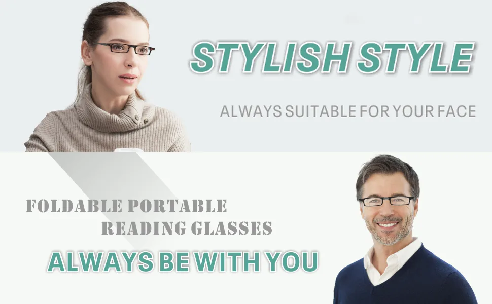 Case Upgrade Ultra-light and Thin Foldable Reading Glasses Folding Readers for Men Women Compact Portable Rectangle Eyewear Case (Black 2.5) Black 2.5 x - Folding Foldable Reading Glasses