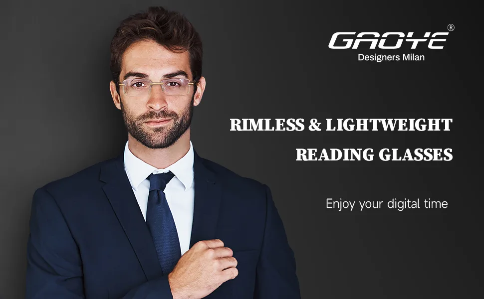 Gaoye 5 Pack Reading Glasses Men Blue Light Blocking Computer Glasses Anti UV Readers Diamond Cut Edges Lens Rimless Design (A1-5 Pack 1.50 multiplier_x) A1-5 Pack 1.5 x - rimless