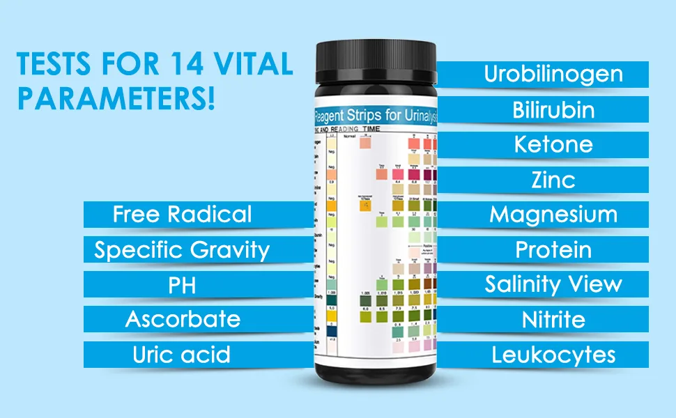Urine Test Strips 14 Parameters 100 Count - uti test strips