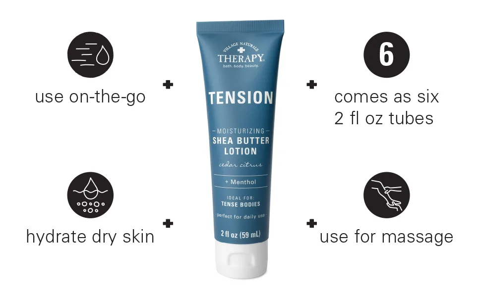 Village Naturals Therapy Tension Moisturizing Shea Butter Lotion Cedar Citrus Soothe Daily 6-Pack - Soothe Daily 6-Pack