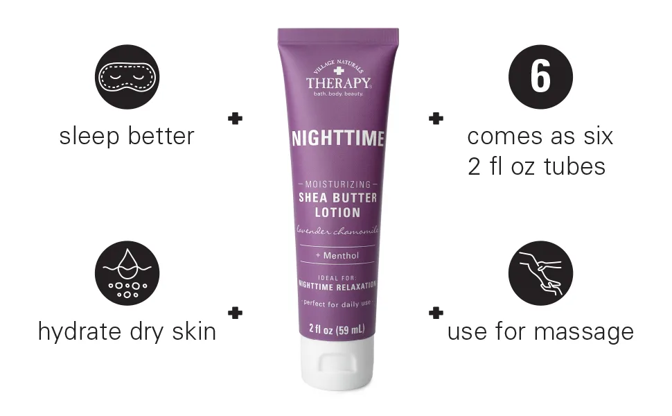 Village Naturals Therapy Nighttime Moisturizing Shea Butter Lotion Lavender Chamomile Daily Relaxation 6-Pack - Daily Relaxation