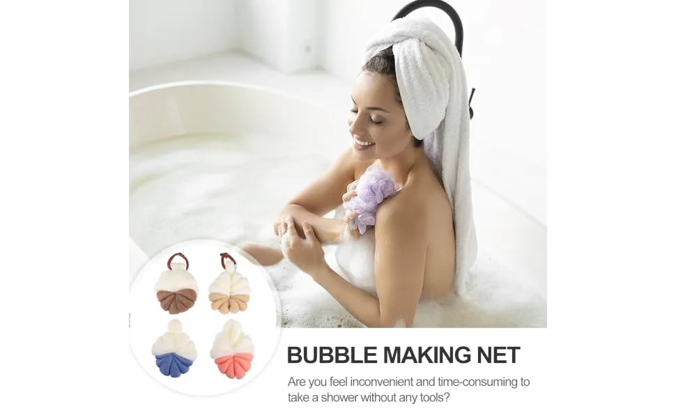 4pcs Bath Ball Bath Flower Shower net Sponge Flower Bath Ball Bathing Sponge poufs Bath loofah Bath Scrubber Body Scrubber Bubble Maker Mesh Bath Ball Mesh Pouf Bath Towel or - product information 6