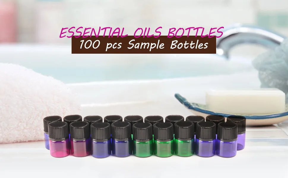 Wresty 1ml(1/4 Dram) Gift Package Glass Vial Mixcolor Essential Oils Bottles Mini Glass Bottles Sample Vials With Label And Droppers (100-Pack) - product information 1