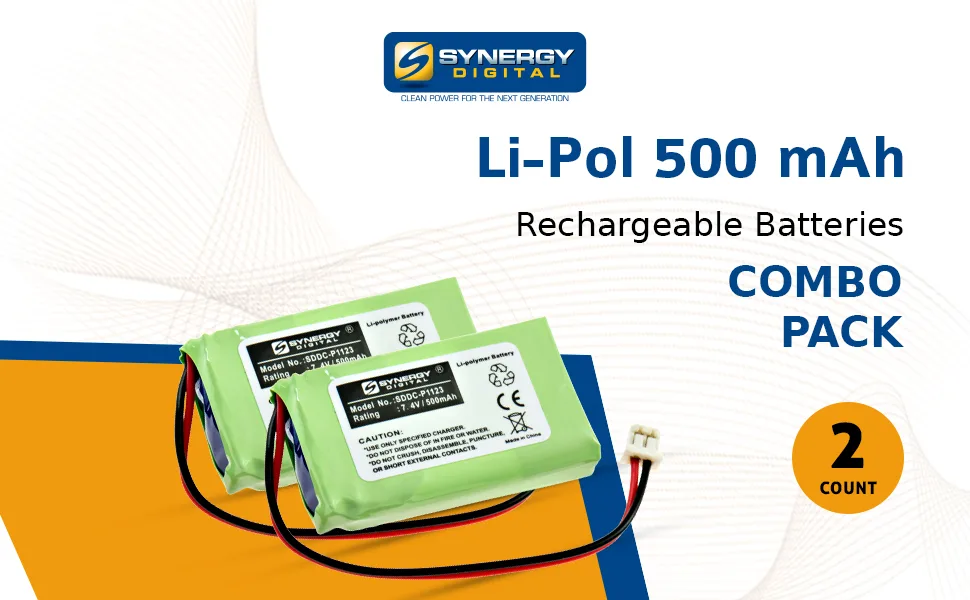 Synergy Digital Replacement Batteries Compatible with Dogtra 2300NCP Replacement (Li-Ion 7.4V 600 mAh) Combo-Pack Includes: 2 x DC-33 Batteries - SDDC-P1123