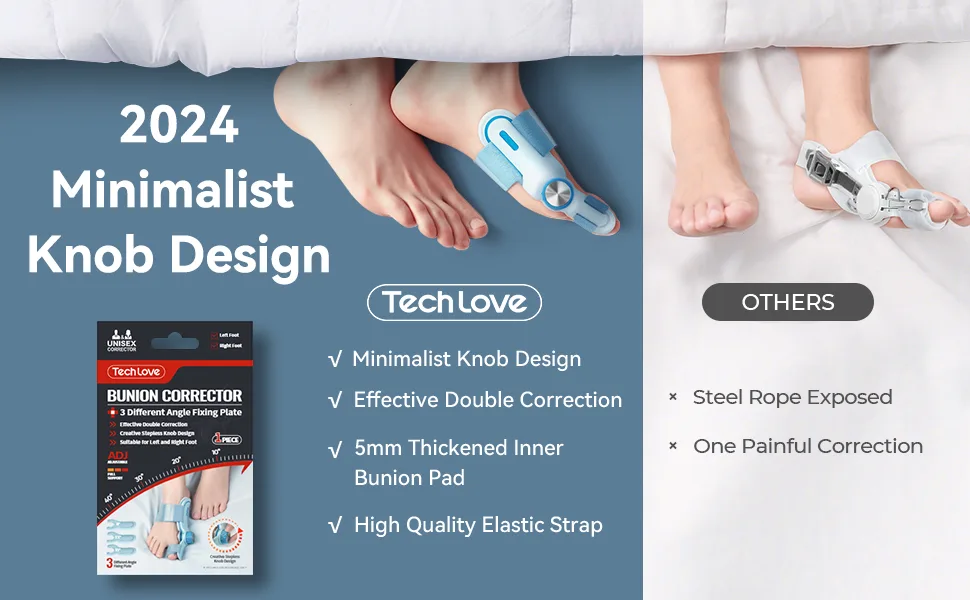 Tech Love Bunion Corrector for Women Adjustable Knob Double Correction Separator for Big Toe Bunion Splints Toe Straightener for Men with Silicone Pad Comfortable Effective 1PCS Gulf Blue - XHQB4