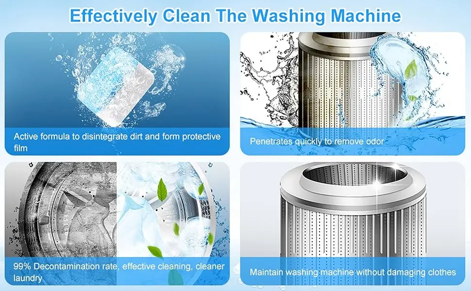 COSNIGHT 10 Pcs Washing Machine Cleaner Tablets Cleaner Descaler Bulk Household Washing Machine Cleaners Deep Cleaning Tablets Safe Deodorizer for Laundry Tub HE Front Loader - Tablet