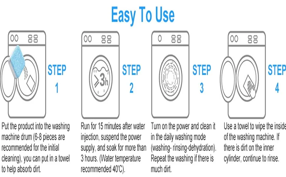 COSNIGHT 10 Pcs Washing Machine Cleaner Tablets Cleaner Descaler Bulk Household Washing Machine Cleaners Deep Cleaning Tablets Safe Deodorizer for Laundry Tub HE Front Loader - Tablet