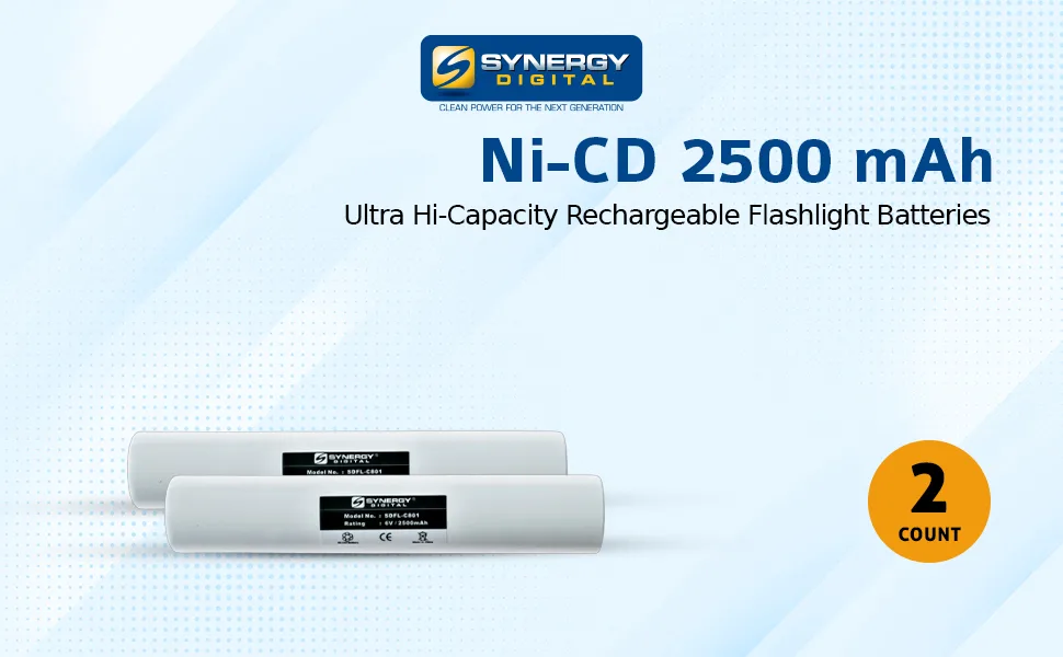 Synergy Digital Flashlight Batteries Compatible with Moltech N38AF001A Flashlight (Ni-CD 6V 2500 mAh) Ultra High Capacity Combo-Pack Includes: 2 x SDFL-C801 Batteries - product information 2