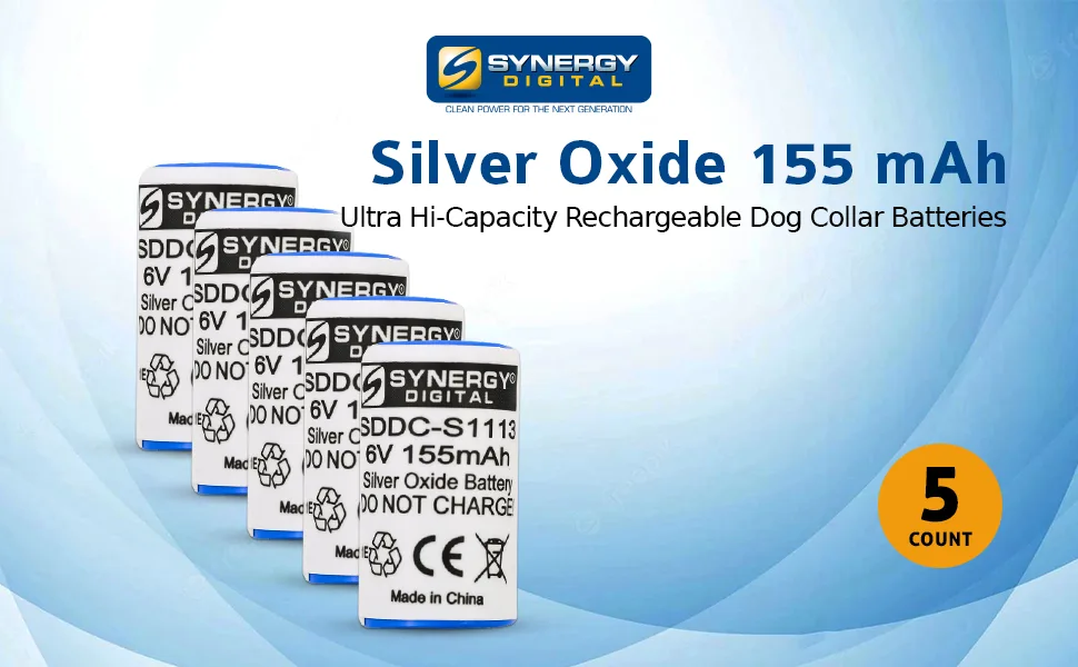 Synergy Digital Dog Collar Batteries Compatible with Pet Stop Ultra Elite 2 Dog Collar (Silver Oxide 6V 155 mAh) Combo-Pack Includes: 5 x DC-29 Batteries - SDDC-S1113