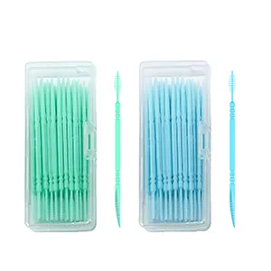 Toothpicks Tooth Picks Flossers with Bristles Double-Side Dental Picks Plastic Toothpicks Disposable Portable Package(40 Count 2Pack) - plastic toothpicks