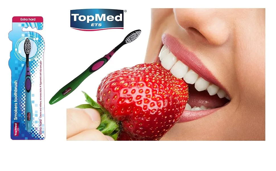 Top Med ETS Smokers Toothbrush Extra Hard (Green and Pink) Green and Pink 1 Count (Pack of 1) - product information 6