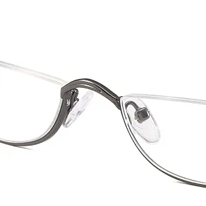 Half Frame Reading Glasses - Half Moon Readers with Spring Hinge for Women Men (2 PCS in Pouch) 2.50 (Gray black) 2.5 x - Alloy Frame