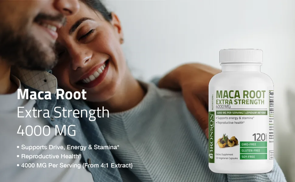 Bronson Maca Root Extra Lepidium Meyenii Non-GMO 90 Vegetarian Capsules Unflavoured 90 Count (Pack of 1) - maca