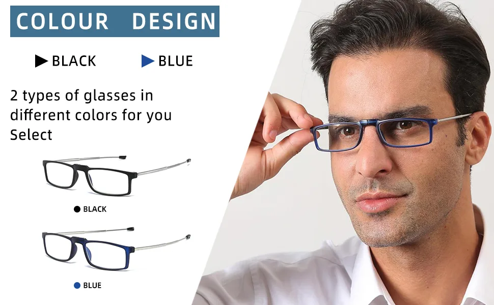 Folding Reading Glasses Compact Portable Readers Blue Light Blocking For Men Women Computer Glasses 2 Pack in Case (Black&Red 2.5) Black+red 2.5 x - 2 pack